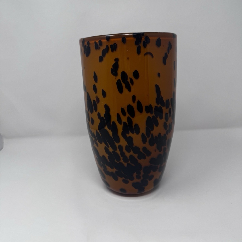 Tortoise shell swirled vintage vase, cheetah, spotted dots - Picture 2 of 7